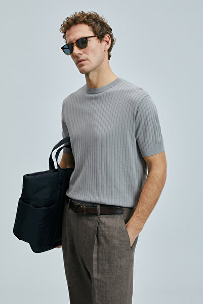 Lufian Spear Erkek Pamuklu Kazak Açık Gri