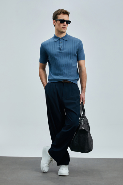 Lufian Bold Erkek Pamuklu Kazak Koyu Mavi