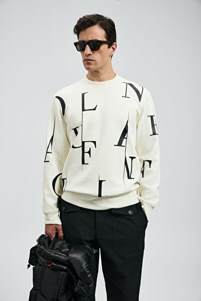 Lufian Tıffany Erkek Sweatshirt Kırık Beyaz