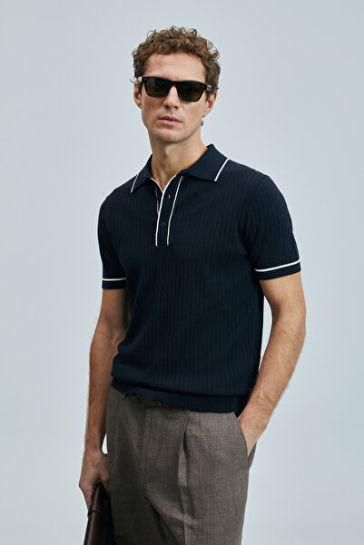 Lufian Dante Erkek Pamuklu Kazak Koyu Lacivert