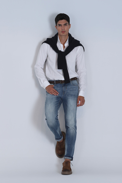 Lufian Daniel Чоловіча сорочка Slim Fit біла Basic