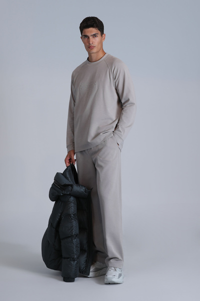 Lufian Men's Sweatshirt Lines - Stone Color