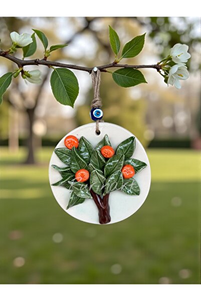 Rurinart El Yapımı 25cm Boy 15 Cm En Seramik Portakal Ağacı Kaliteli Şık Duvar Süsü/mutfak Süsü/kapı Süsü