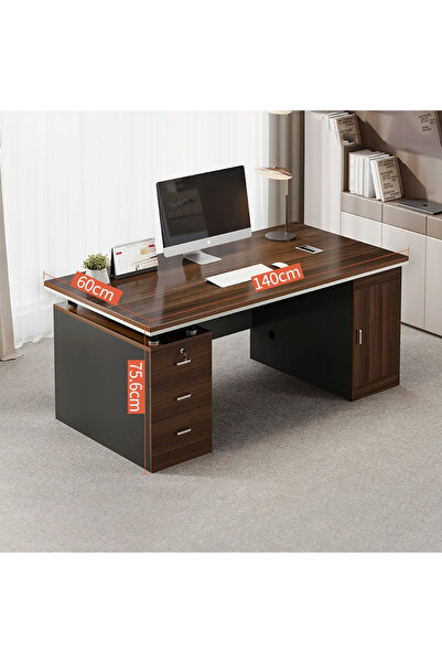 NKX Modern Executive Office Desk Double Workstation with Storage Drawers and CPU Cabinet Computer Ta