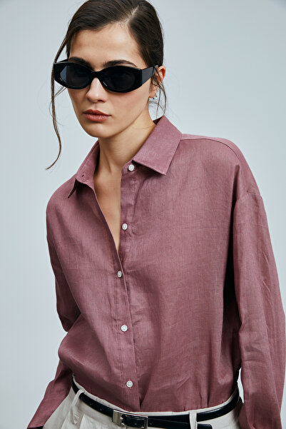 Lufian Γυναικείο λινό πουκάμισο Barrı - Dusty Rose