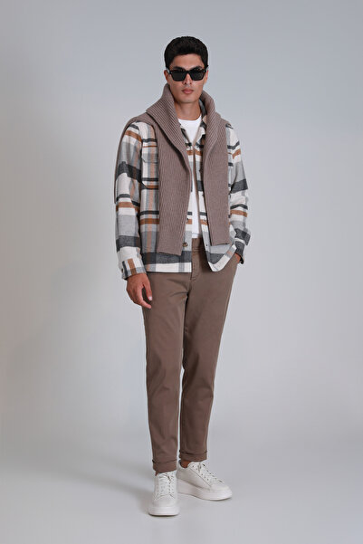 Lufian Gabrıel Spor Erkek Chino Pantolon Slim Fit Kahverengi