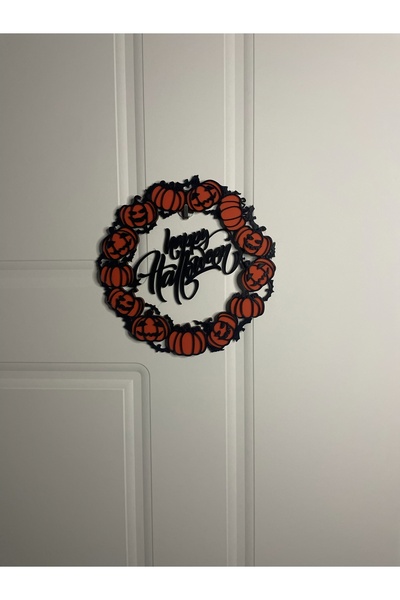 Lara Design House Halloween Halloween Door, Wall, Glass Ornament Door Wreath Plastic 20 Cm, Ornament with Vampire and Pumpkin