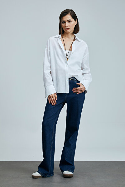 Lufian Zeus Kadın Pamuklu Gömlek Beyaz