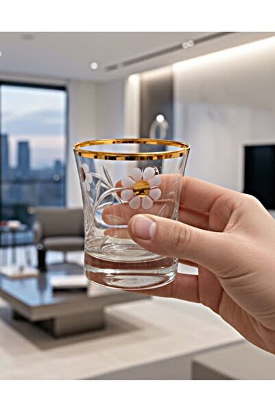 DECOSTYLE Clover Gold Dekorlu Paşabahçe Azur Su Bardak 240cc 6'lı