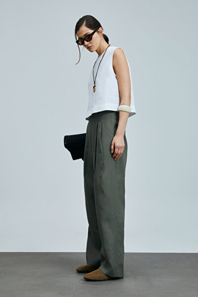 Lufian Hestıa Kadın Keten Pantolon Haki