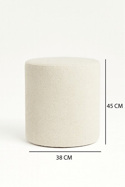 AY CONCEPT Lime Puf, Kırık Beyaz Teddy Kumaş