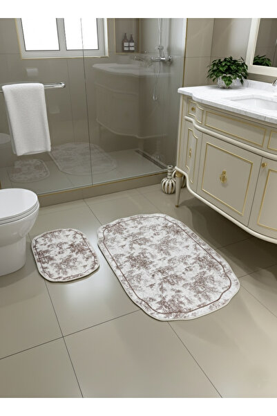Brillant Toile de Jouy Temalı Tekli Lateks Taban Banyo Paspası (80X120)