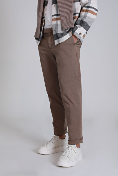 Lufian Gabrıel Spor Erkek Chino Pantolon Slim Fit Kahverengi