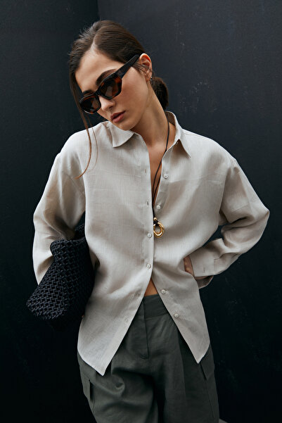 Lufian Beige Women's Linen Shirt - Barri