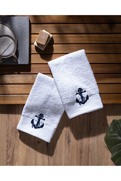 Madame Coco Lory 2-Piece 100% Cotton Hand Towels - White - 30X50 cm