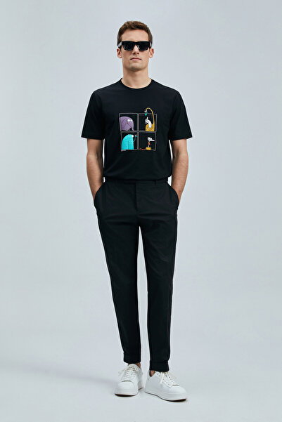 Lufian Μοντέρνο γραφικό μπλουζάκι Funky μαύρο