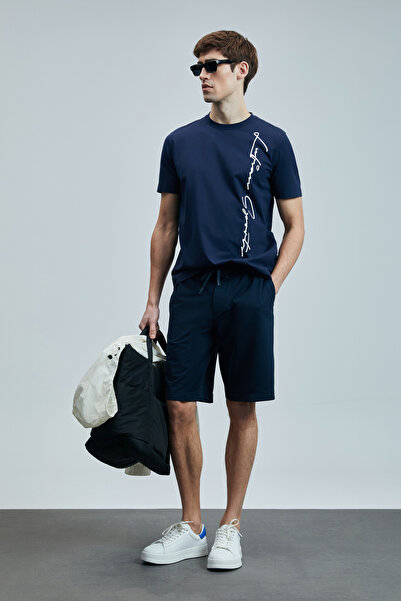 Lufian Μοντέρνο γραφικό T-Shirt - γαλάζιο