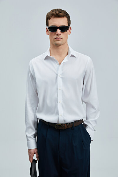 Lufian Next Erkek Lyocell Karışımlı Gömlek Regular Fit Beyaz