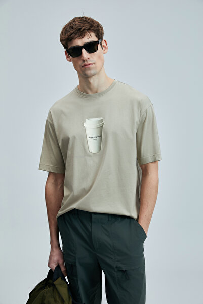 Lufian Omen Μοντέρνο γραφικό T-Shirt Μπεζ