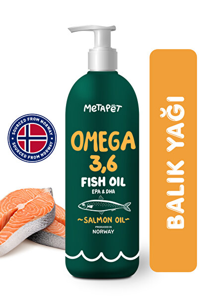 Metapet Kediler için Balık Yağı, Premium Norveç Somonu Yağı, Omega 3 ve 6, Yü...