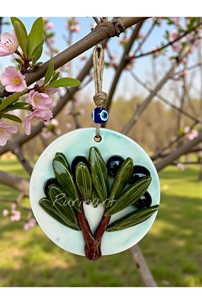 Rurinart El Yapımı 25cm Boy 15 Cm En Seramik Zeytin Ağacı Kaliteli Şık Duvar Süsü/mutfak Süsü/kapı Süsü