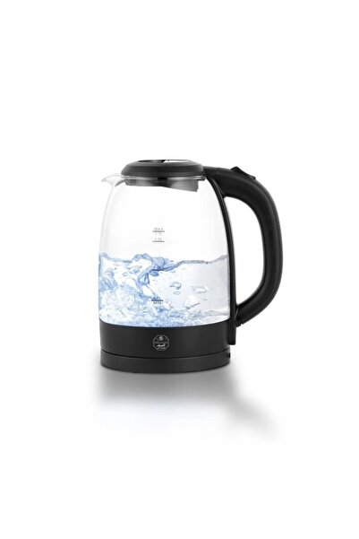 ALSAIF Electric Kettle Made With Glass With Indoor Lighting When Boiling Water, 1.7l, 2200w, Black