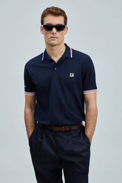 Lufian Ανδρικό μπλουζάκι πόλο Eros Smart Navy Blue