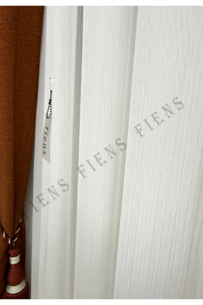 FİENS Simli Taçsoft Bambu Şantuklu Yoğun Dokulu 1/3 Sık Tül Perde Ağır Gramaj...