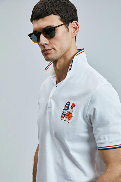 Lufian Tricou polo pentru bărbați Sansa Smart alb