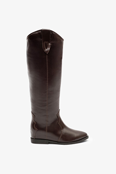 Louis Cardy Kora Kahverengi Deri Kadın Gizli Topuk Çizme
