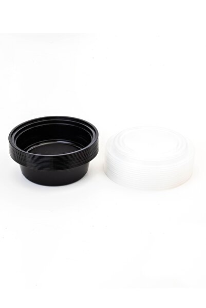 HIC 12-Piece round Disposable Food Container With Lid Black 18.5x6.5cm