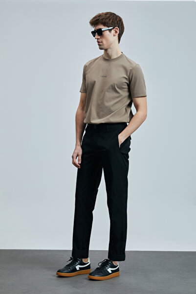 Lufian Marcus Modern Grafik T- Shirt Deve Tüyü