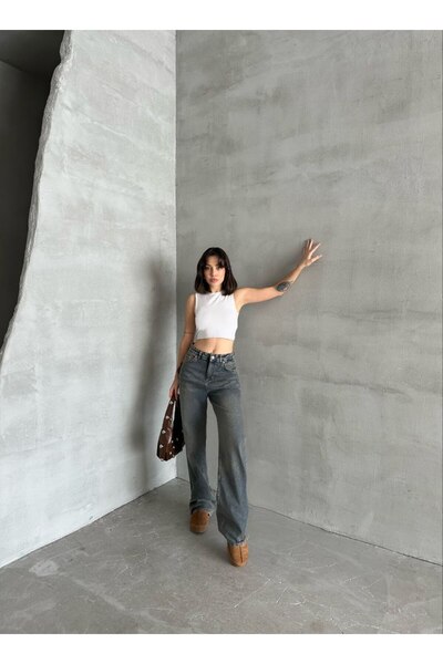 FioriModa جينز نسائي واسع الساق من الليكرا