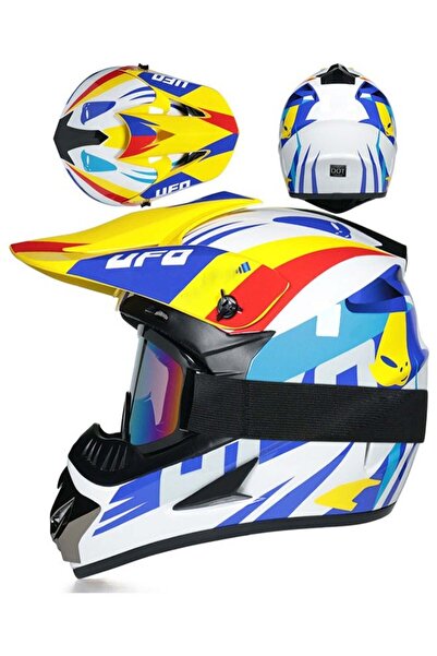 fulina Sports Helmet,Full Face Helmet for Extreme Sports and Off-Road Sports,Suitable ,White UFO Style