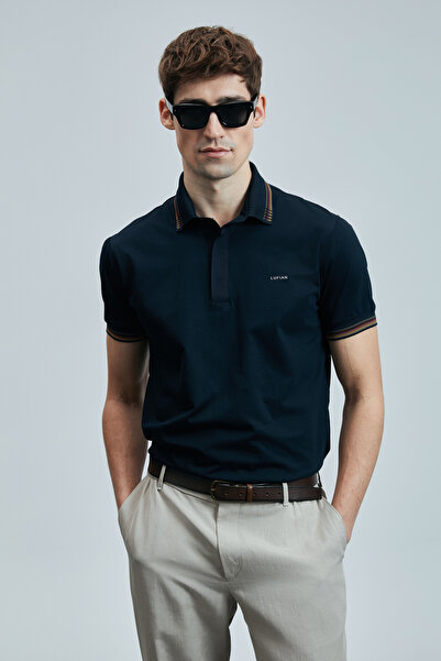 Lufian North Smart ανδρικό μπλουζάκι πόλο σκούρο μπλε ναυτικό