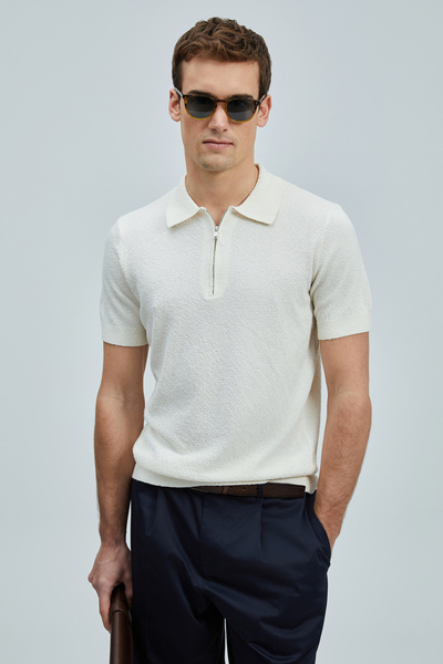 Lufian Ανδρικό βαμβακερό πουλόβερ Aren σε λευκό χρώμα