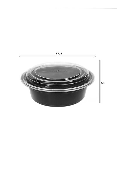 HIC 12-Piece round Disposable Food Container With Lid Black 18.5x6.5cm
