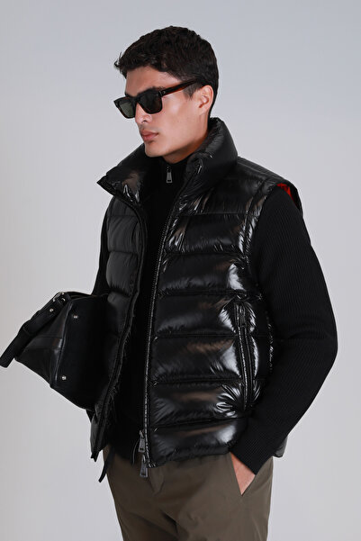 Lufian Peter Kaz Tüyü Erkek Yelek Siyah