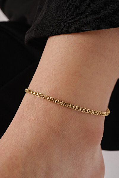 ByFlorya Jewelry 3mm 22Cm+4Cm Steel Knitted Chain Anklet for Daily Use - Nested Classic Force