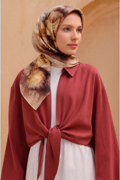 Vissona Μεταξωτό μαντήλι Tivil 17641 - 0014 Μοτίβο ακουαρέλας σε πούδρα