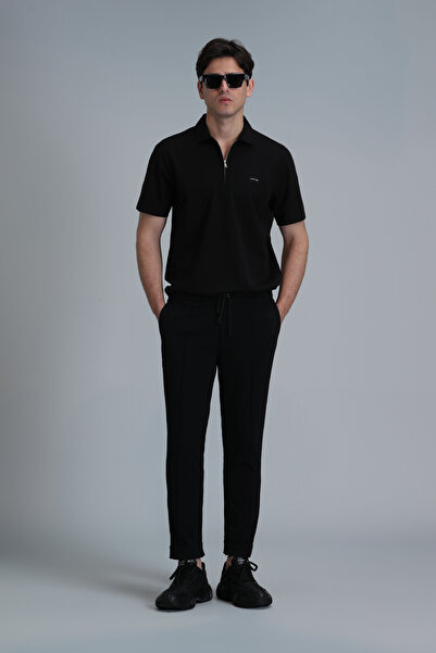 Lufian Μαύρο ανδρικό μπλουζάκι πόλο Robert Smart