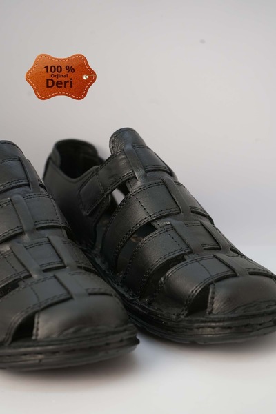 Kristal Kr.100 Anatomical Sole Closed Front Genuine Leather Men's Sandals