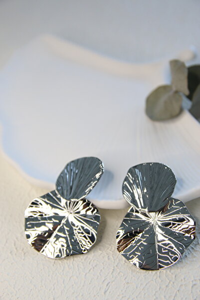 Aksesuar Steel Earrings - Leaf Plate Design