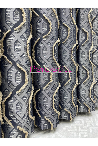 PERDECITY Bohemian Style Seyran Fringed Navy Blue Panel Background Curtain 1X3 Frequent Pleats Suitable for Any Room