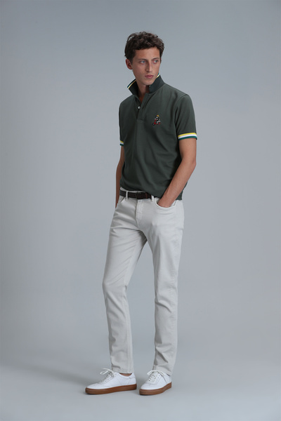 Lufian Ανδρικό μπλουζάκι Polo Olive Green - Ταίριασμα Smart