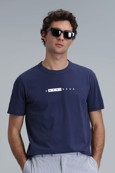Lufian T-Shirt με μοντέρνο γραφικό σχέδιο Kane - Ανοιχτό Navy Blue