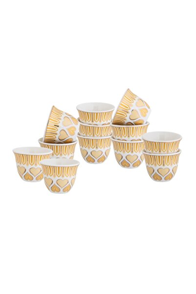 HIC طقم قهوة عربي 12 قطعة لون اصفر