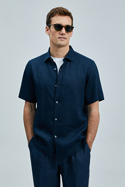 Lufian Bert Men's Basic Shirt Comfort Fit Navy Blue