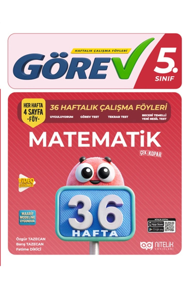 Nitelik Yayınları Nitelik 5.Sınıf Görev Matematik 36 Haftalık Çalışma Föyleri