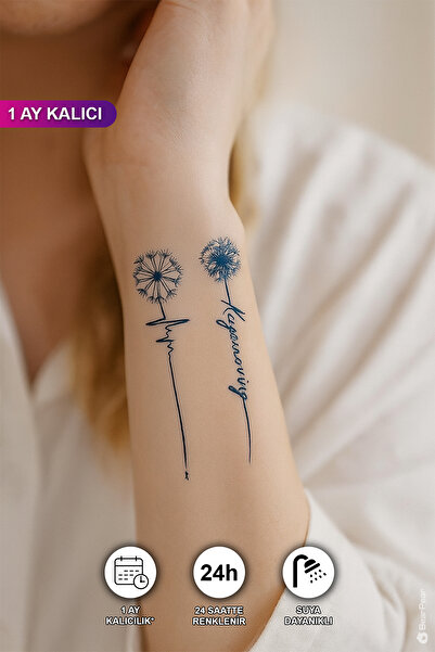 BP Tattoo 1 Ay Kalıcı Karahindiba Polen Dövmesi Yazılı Minimal Tattoo